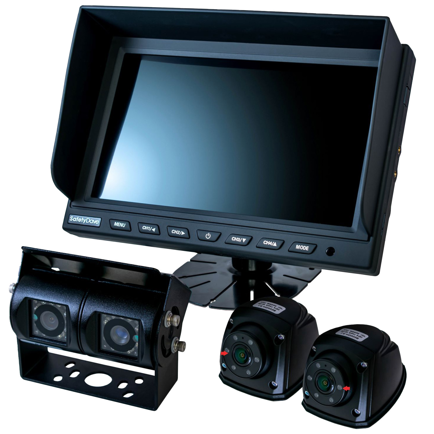 IPoster 9” Quad Monitor DVR + Camera Kit – RV/Truck/Trailer – Wired, Night Vision, 170° View, Reversing System